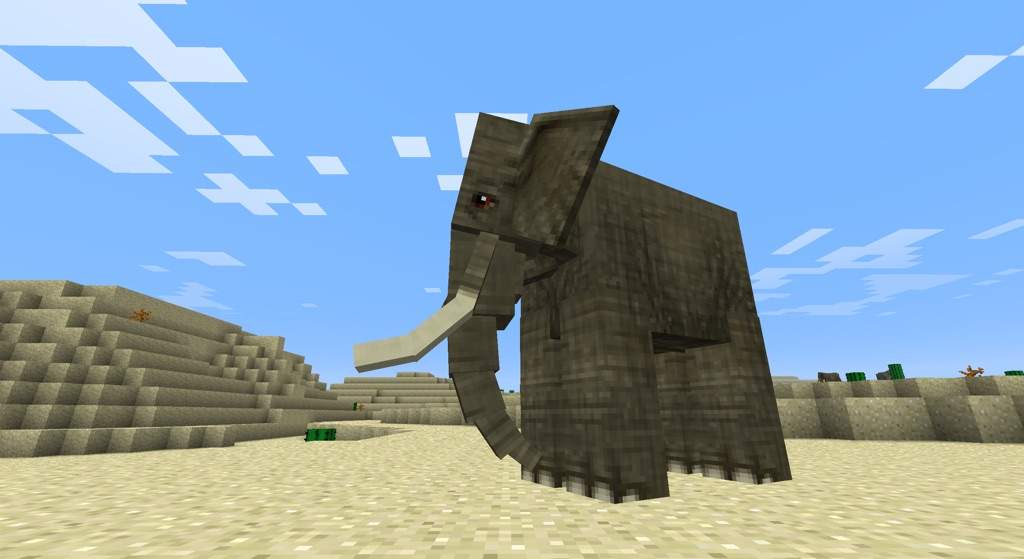 Imagem de um elefante no mundo de Miecraft